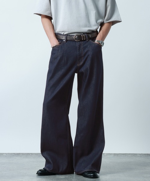 RAGEBLUE（レイジブルー）の「10oz Denim Wide Flare Pants/デニムワイドフレアパンツ（デニムパンツ・メンズ・ブルー/ネイビー/グレー・MEDIUM/LARGE/SMALL）」の4枚目の写真