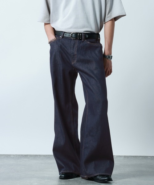 RAGEBLUE（レイジブルー）の「10oz Denim Wide Flare Pants/デニムワイドフレアパンツ（デニムパンツ・メンズ・ブルー/ネイビー/グレー・MEDIUM/LARGE/SMALL）」の6枚目の写真