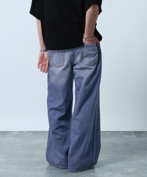 RAGEBLUE（レイジブルー）の「10oz Denim Wide Flare Pants/デニムワイドフレアパンツ（デニムパンツ・メンズ・ブルー/ネイビー/グレー・MEDIUM/LARGE/SMALL）」の21枚目の写真