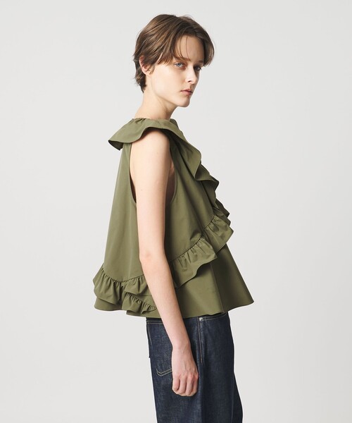 AEWEN MATOPH(イウエン マトフ)の「<AEWEN MATOPH>フリルカシュクールノースリーブブラウス ‐ ウォッシャブル ‐(シャツ/ブラウス・レディース・オリーブ/ネイビー・FREE)」の6枚目の写真