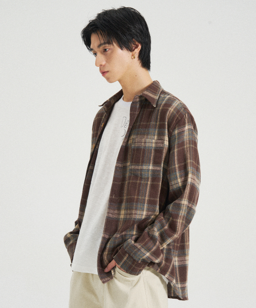 SLOWACID（スローアシッド）の「オールデイコージチェックシャツ[ブラウン]（シャツ/ブラウス・レディース・その他・MEDIUM/LARGE）」の2枚目の写真