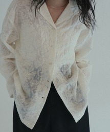 hellam | 刺繍シアーオープンカラーシャツ(シャツ/ブラウス)