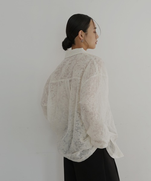 hellam（へラム）の「刺繍シアーオープンカラーシャツ（シャツ/ブラウス・レディース・ブラック/アイボリー・FREE）」の16枚目の写真