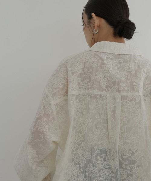 hellam（へラム）の「刺繍シアーオープンカラーシャツ（シャツ/ブラウス・レディース・ブラック/アイボリー・FREE）」の17枚目の写真