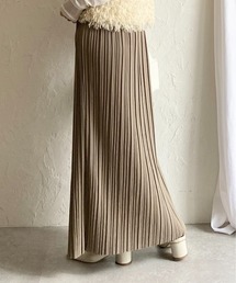 ストレート Iライン ハイウエスト ゴム入り ロング プリーツスカート
