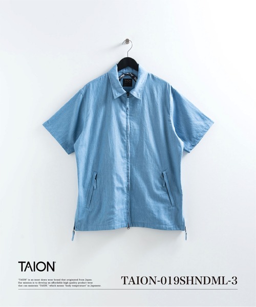 TAION（タイオン）の「【TAION(タイオン)】〈ユニセックス〉ノンダウン ミリタリー ファスナー ハーフスリーブ シャツ（シャツ/ブラウス・メンズ・ブラック/ダークオリーブ/オフホワイト/インディゴブルー/ライトインディゴブルー/ダークネイビー・XL/L/M/S/2XL/3XL）」の5枚目の写真