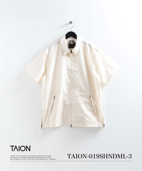 TAION（タイオン）の「【TAION(タイオン)】〈ユニセックス〉ノンダウン ミリタリー ファスナー ハーフスリーブ シャツ（シャツ/ブラウス・メンズ・ブラック/ダークオリーブ/オフホワイト/インディゴブルー/ライトインディゴブルー/ダークネイビー・XL/L/M/S/2XL/3XL）」の8枚目の写真