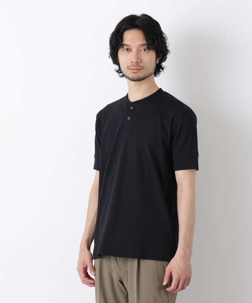 NANO universe（ナノユニバース）の「ワイドリブスタンダードヘンリーネックTシャツ 半袖（Tシャツ/カットソー・メンズ・ネイビー/ブラウン/ブラック・S/M/L）」の13枚目の写真