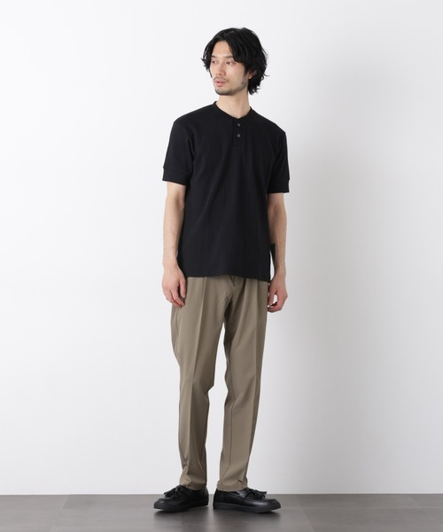 NANO universe（ナノユニバース）の「ワイドリブスタンダードヘンリーネックTシャツ 半袖（Tシャツ/カットソー・メンズ・ネイビー/ブラウン/ブラック・S/M/L）」の16枚目の写真