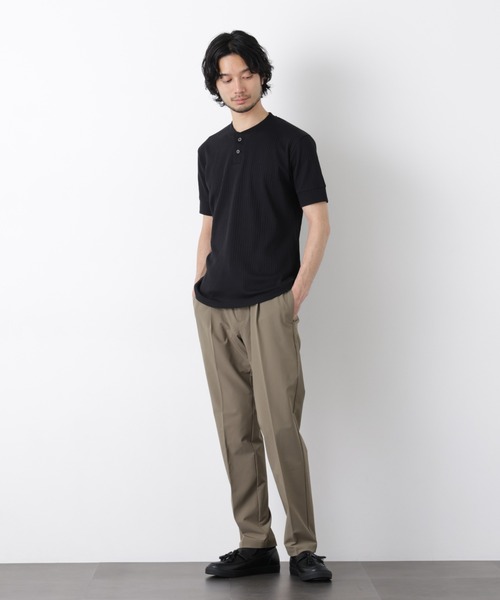 NANO universe（ナノユニバース）の「ワイドリブスタンダードヘンリーネックTシャツ 半袖（Tシャツ/カットソー・メンズ・ネイビー/ブラウン/ブラック・S/M/L）」の6枚目の写真