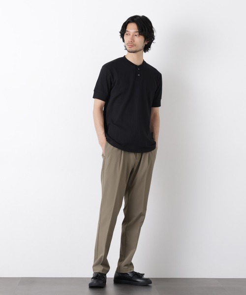 NANO universe（ナノユニバース）の「ワイドリブスタンダードヘンリーネックTシャツ 半袖（Tシャツ/カットソー・メンズ・ネイビー/ブラウン/ブラック・S/M/L）」の17枚目の写真