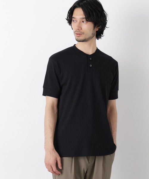 NANO universe（ナノユニバース）の「ワイドリブスタンダードヘンリーネックTシャツ 半袖（Tシャツ/カットソー・メンズ・ネイビー/ブラウン/ブラック・S/M/L）」の12枚目の写真