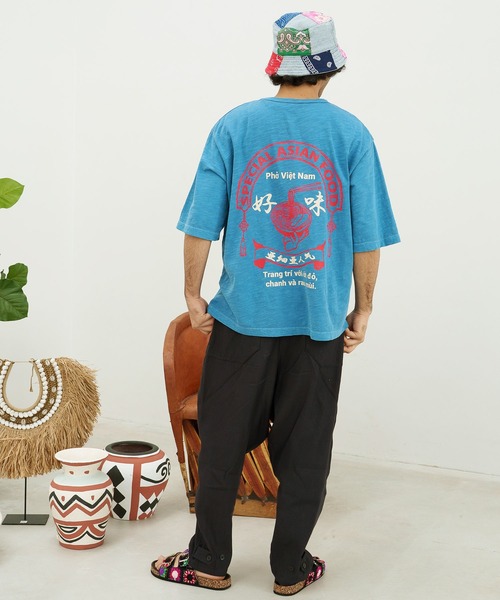 チャイハネ（チャイハネ）の「【チャイハネ】フォープリントメンズTシャツ（Tシャツ/カットソー・メンズ・ベージュ/イエロー/ブルー・FREE）」の8枚目の写真