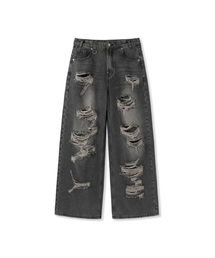 APOSTROPHE COMMA（アポストロフィコンマ）の「ホリゾンディスウォッシングワイドデニムパンツ_ウォッシュドブラック（デニムパンツ）」