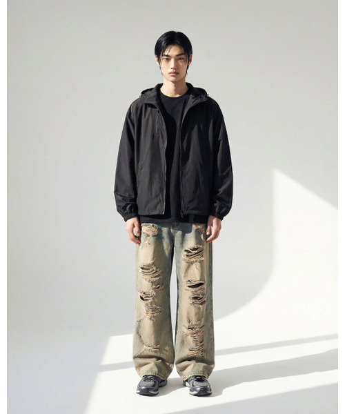 APOSTROPHE COMMA(アポストロフィコンマ)の「ホリゾンディスウォッシングワイドデニムパンツ_ウォッシュドブラック(デニムパンツ・メンズ・その他・SMALL/MEDIUM/LARGE)」の4枚目の写真