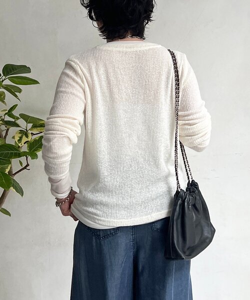 un dix cors（アンディコール）の「レイヤードヘンリープルオーバー（Tシャツ/カットソー・レディース・グレー/オフホワイト/グリーン系その他2・FREE）」の5枚目の写真