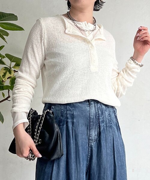 un dix cors（アンディコール）の「レイヤードヘンリープルオーバー（Tシャツ/カットソー・レディース・グレー/オフホワイト/グリーン系その他2・FREE）」の11枚目の写真