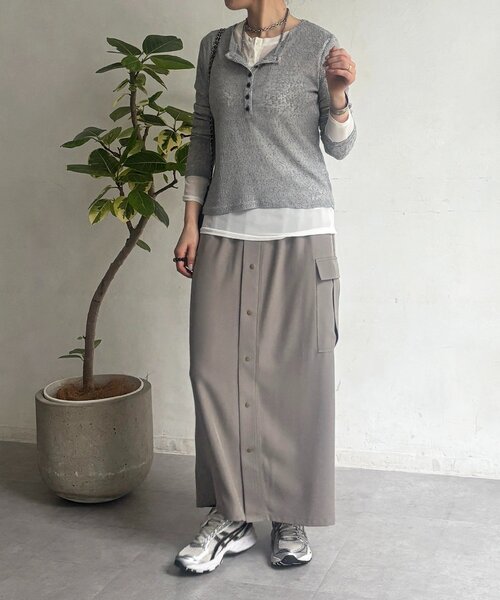 un dix cors（アンディコール）の「レイヤードヘンリープルオーバー（Tシャツ/カットソー・レディース・グレー/オフホワイト/グリーン系その他2・FREE）」の17枚目の写真