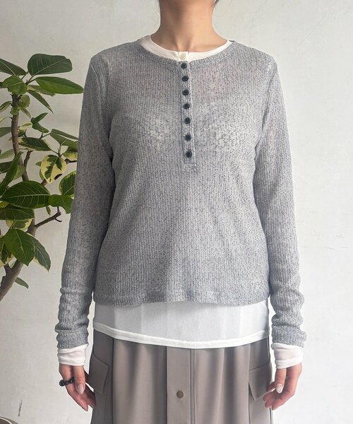 un dix cors（アンディコール）の「レイヤードヘンリープルオーバー（Tシャツ/カットソー・レディース・グレー/オフホワイト/グリーン系その他2・FREE）」の19枚目の写真