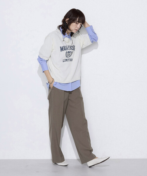 COMME CA Wardrobe(コムサワードローブ)の「14G強撚綿 ジャカードニットプルオーバー(ニット/セーター・レディース・オフホワイト/ネイビー・FREE)」の3枚目の写真