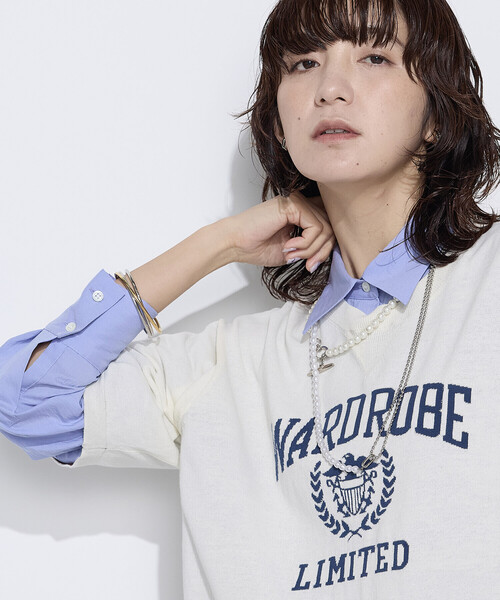 COMME CA Wardrobe(コムサワードローブ)の「14G強撚綿 ジャカードニットプルオーバー(ニット/セーター・レディース・オフホワイト/ネイビー・FREE)」の5枚目の写真