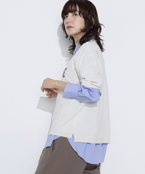 COMME CA Wardrobe(コムサワードローブ)の「14G強撚綿 ジャカードニットプルオーバー(ニット/セーター・レディース・オフホワイト/ネイビー・FREE)」の6枚目の写真