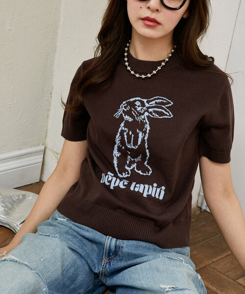 PUBLUX（パブリュクス）の「PUBLUX/パブリュクス ラビット サマーニット トップス　限定展開（ニット/セーター・レディース・ブラウン/ホワイト/ブラック/グレー・ﾌﾘ-）」の4枚目の写真