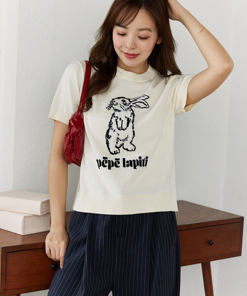 PUBLUX（パブリュクス）の「PUBLUX/パブリュクス ラビット サマーニット トップス　限定展開（ニット/セーター・レディース・ブラウン/ホワイト/ブラック/グレー・ﾌﾘ-）」の14枚目の写真