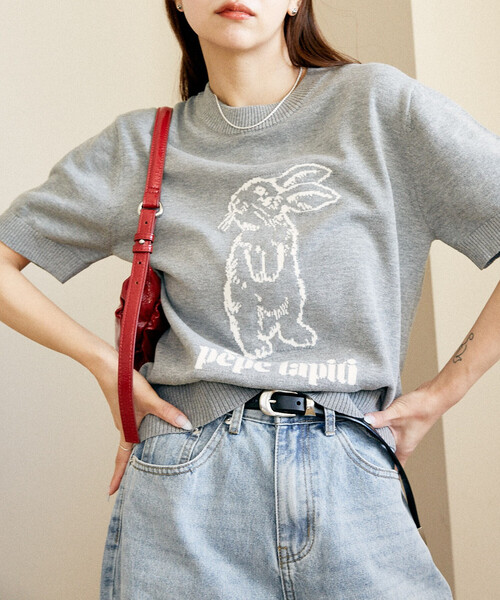 PUBLUX（パブリュクス）の「PUBLUX/パブリュクス ラビット サマーニット トップス　限定展開（ニット/セーター・レディース・ブラウン/ホワイト/ブラック/グレー・ﾌﾘ-）」の19枚目の写真
