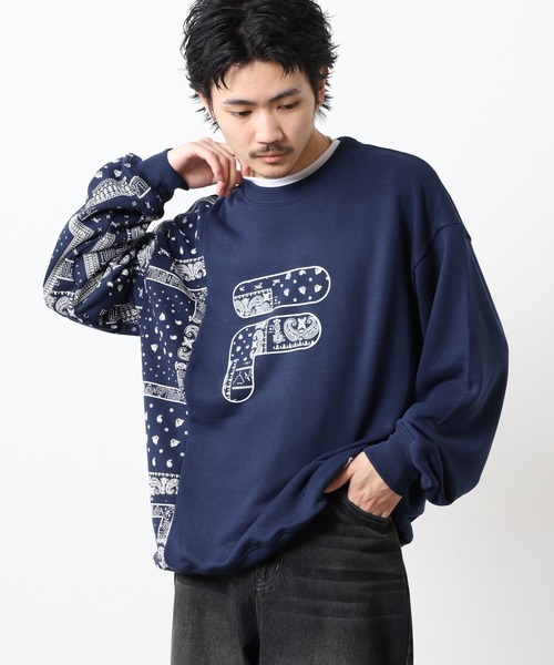 FILA HERITAGE(フィラヘリテージ)の「FILA HERITAGE SWEATSHIRT ペイズリースウェットシャツ(スウェット・メンズ・ホワイト/ネイビー・M/XL/L)」の12枚目の写真