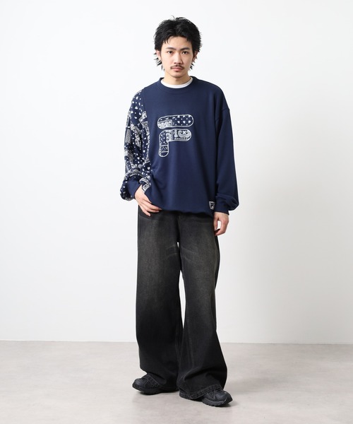 FILA HERITAGE(フィラヘリテージ)の「FILA HERITAGE SWEATSHIRT ペイズリースウェットシャツ(スウェット・メンズ・ホワイト/ネイビー・M/XL/L)」の11枚目の写真