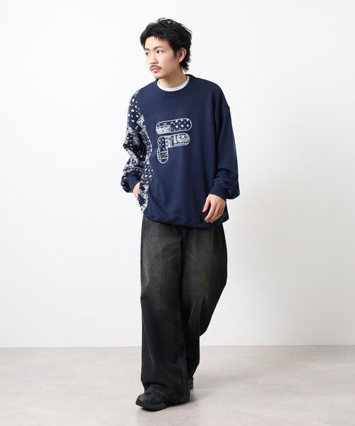 FILA HERITAGE(フィラヘリテージ)の「FILA HERITAGE SWEATSHIRT ペイズリースウェットシャツ(スウェット・メンズ・ホワイト/ネイビー・M/XL/L)」の10枚目の写真