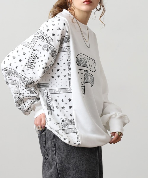 FILA HERITAGE(フィラヘリテージ)の「FILA HERITAGE SWEATSHIRT ペイズリースウェットシャツ(スウェット・メンズ・ホワイト/ネイビー・M/XL/L)」の6枚目の写真