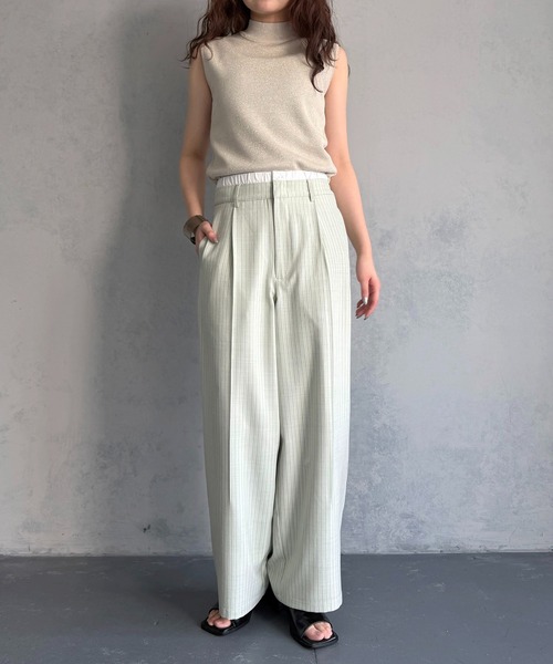 &g'aime（アンジェム）の「【&ｇ'aime 】ベーシックノースリニット　Basic Sleeveless Knit（ニット/セーター・レディース・アイボリー/ブラック系その他/ブラック・FREE）」の4枚目の写真