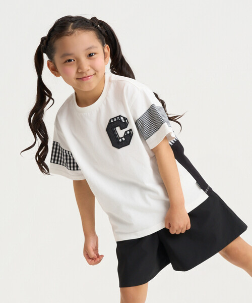 COMME CA ISM(コムサイズム)の「ギンガムチェック 切り替え 半袖Tシャツ(Tシャツ/カットソー・キッズ・ブラック/オフホワイト・140cm/130cm/120cm/110cm/100cm/150cm)」の2枚目の写真