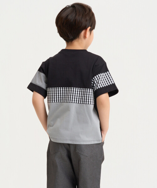 COMME CA ISM(コムサイズム)の「ギンガムチェック 切り替え 半袖Tシャツ(Tシャツ/カットソー・キッズ・ブラック/オフホワイト・140cm/130cm/120cm/110cm/100cm/150cm)」の5枚目の写真