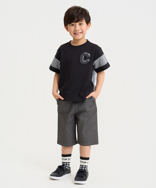 COMME CA ISM(コムサイズム)の「ギンガムチェック 切り替え 半袖Tシャツ(Tシャツ/カットソー・キッズ・ブラック/オフホワイト・140cm/130cm/120cm/110cm/100cm/150cm)」の6枚目の写真