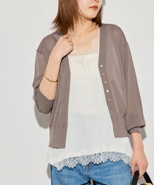 journal standard L'essage（ジャーナルスタンダードレサージュ）の「フォルムニットVネックカーディガン（カーディガン/ボレロ・レディース・ブルー系その他/ベージュ系その他/ブラック・FREE）」の12枚目の写真