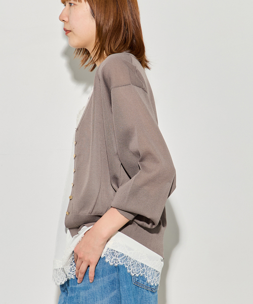 journal standard L'essage（ジャーナルスタンダードレサージュ）の「フォルムニットVネックカーディガン（カーディガン/ボレロ・レディース・ブルー系その他/ベージュ系その他/ブラック・FREE）」の13枚目の写真