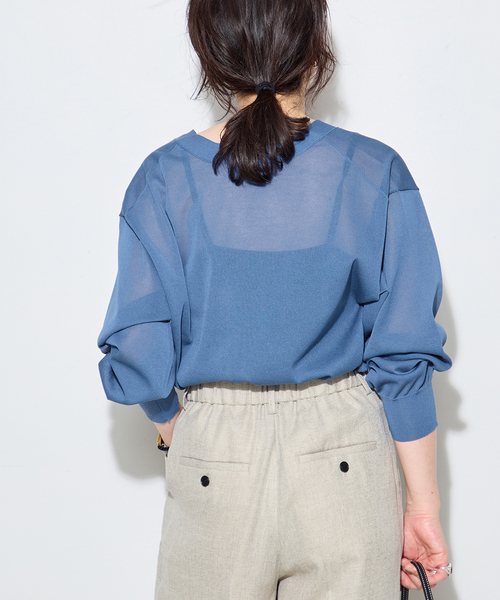 journal standard L'essage（ジャーナルスタンダードレサージュ）の「フォルムニットVネックカーディガン（カーディガン/ボレロ・レディース・ブルー系その他/ベージュ系その他/ブラック・FREE）」の19枚目の写真