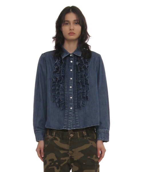 PARTIMENTO WOMEN（パルティメントウィメン）の「カントリーラッフルピンタックシャツ_デニム（シャツ/ブラウス・レディース・その他・SMALL/MEDIUM）」の5枚目の写真