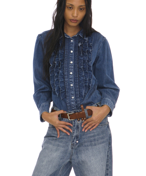 PARTIMENTO WOMEN（パルティメントウィメン）の「カントリーラッフルピンタックシャツ_デニム（シャツ/ブラウス・レディース・その他・SMALL/MEDIUM）」の14枚目の写真