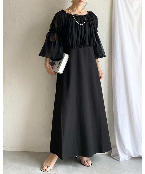 She's Closet（シーズクローゼット）の「チュールシアー ボレロブラウス フレアキャミワンピース 2点セット（ワンピース・レディース・グレー/アイボリー/ブラック・FREE）」の8枚目の写真