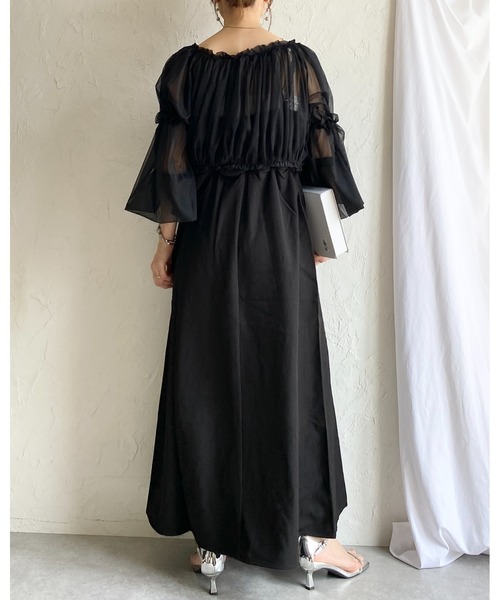 She's Closet（シーズクローゼット）の「チュールシアー ボレロブラウス フレアキャミワンピース 2点セット（ワンピース・レディース・グレー/アイボリー/ブラック・FREE）」の9枚目の写真