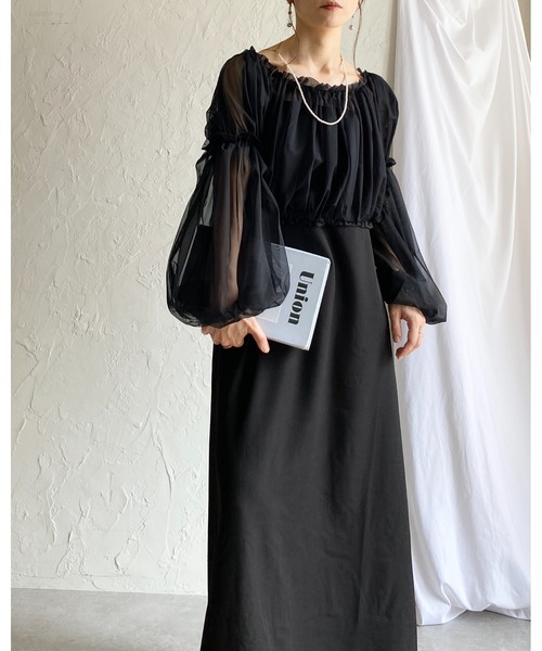 She's Closet（シーズクローゼット）の「チュールシアー ボレロブラウス フレアキャミワンピース 2点セット（ワンピース・レディース・グレー/アイボリー/ブラック・FREE）」の10枚目の写真