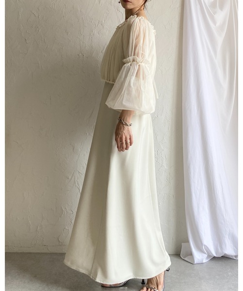 She's Closet（シーズクローゼット）の「チュールシアー ボレロブラウス フレアキャミワンピース 2点セット（ワンピース・レディース・グレー/アイボリー/ブラック・FREE）」の14枚目の写真