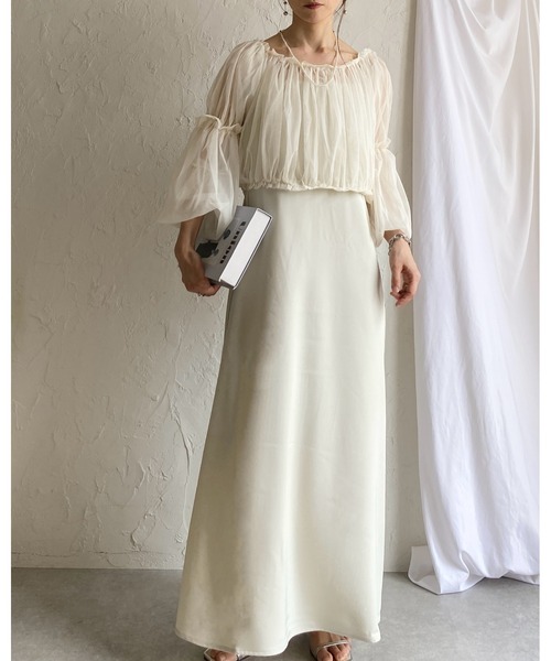 She's Closet（シーズクローゼット）の「チュールシアー ボレロブラウス フレアキャミワンピース 2点セット（ワンピース・レディース・グレー/アイボリー/ブラック・FREE）」の16枚目の写真