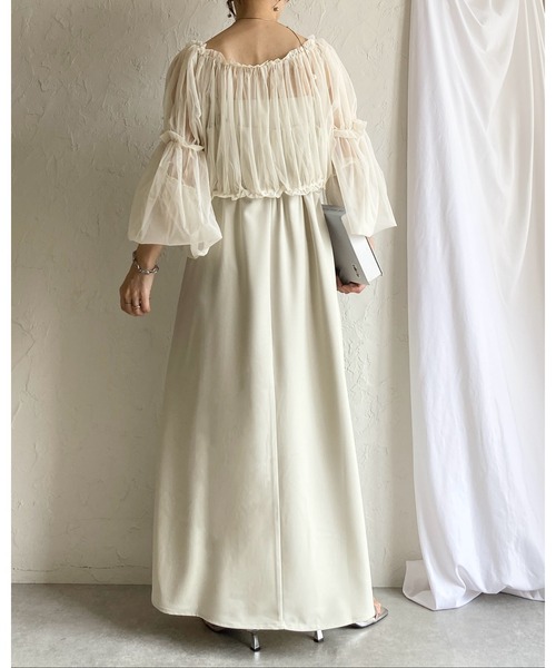 She's Closet（シーズクローゼット）の「チュールシアー ボレロブラウス フレアキャミワンピース 2点セット（ワンピース・レディース・グレー/アイボリー/ブラック・FREE）」の17枚目の写真