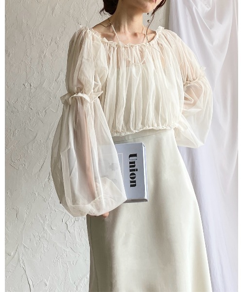 She's Closet（シーズクローゼット）の「チュールシアー ボレロブラウス フレアキャミワンピース 2点セット（ワンピース・レディース・グレー/アイボリー/ブラック・FREE）」の19枚目の写真