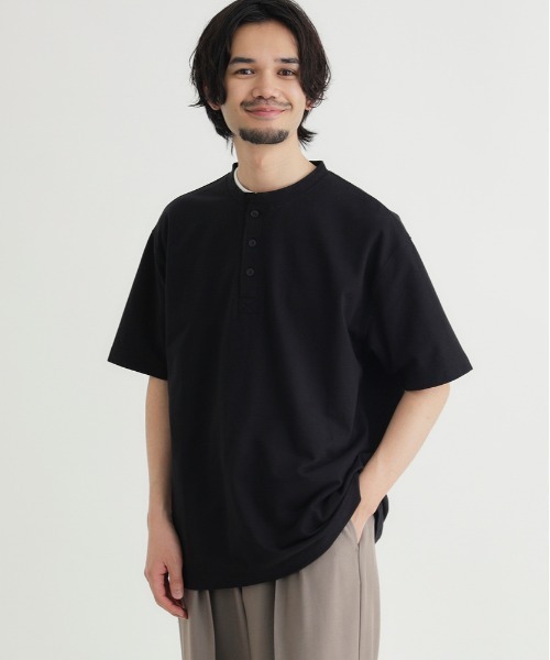 BACK NUMBER（バックナンバー）の「BACK NUMBER(バックナンバー)ヘンリーネックＴシャツ（Tシャツ/カットソー・メンズ・ホワイト/オリーブ/ブラック・S/M/L/XL）」の3枚目の写真
